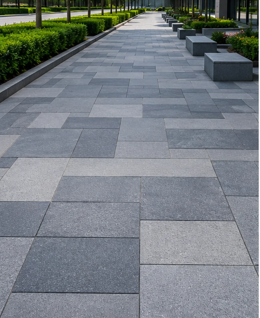 Basalt paving in an urban landscape
